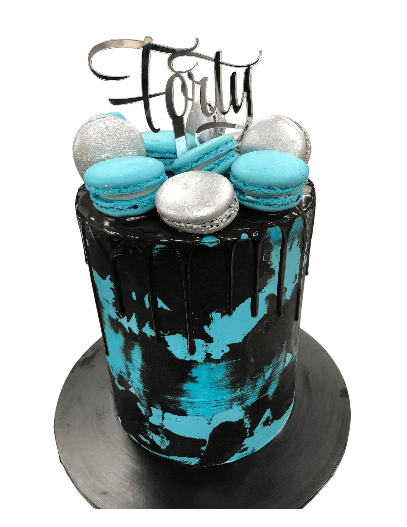 Cake Creations by Kate™ SpecialityCakes Blue and Black Watercolour Buttercream Double-Height Speciality Cake