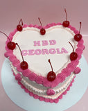 Pink Cherries Heart Shaped Speciality Cake
