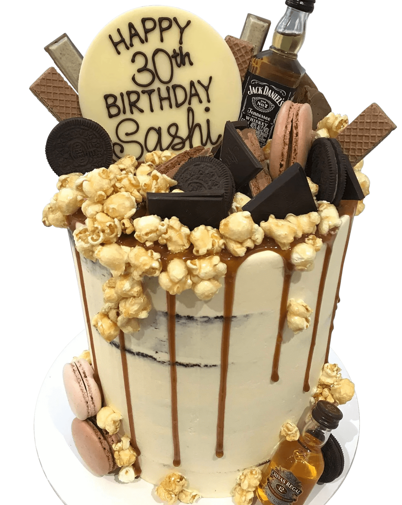 Cake Creations by Kate™ SpecialityCakes Chocolates, Cookies, Popcorn and Caramel Explosion Semi-Naked Buttercream Double Height Speciality Cake