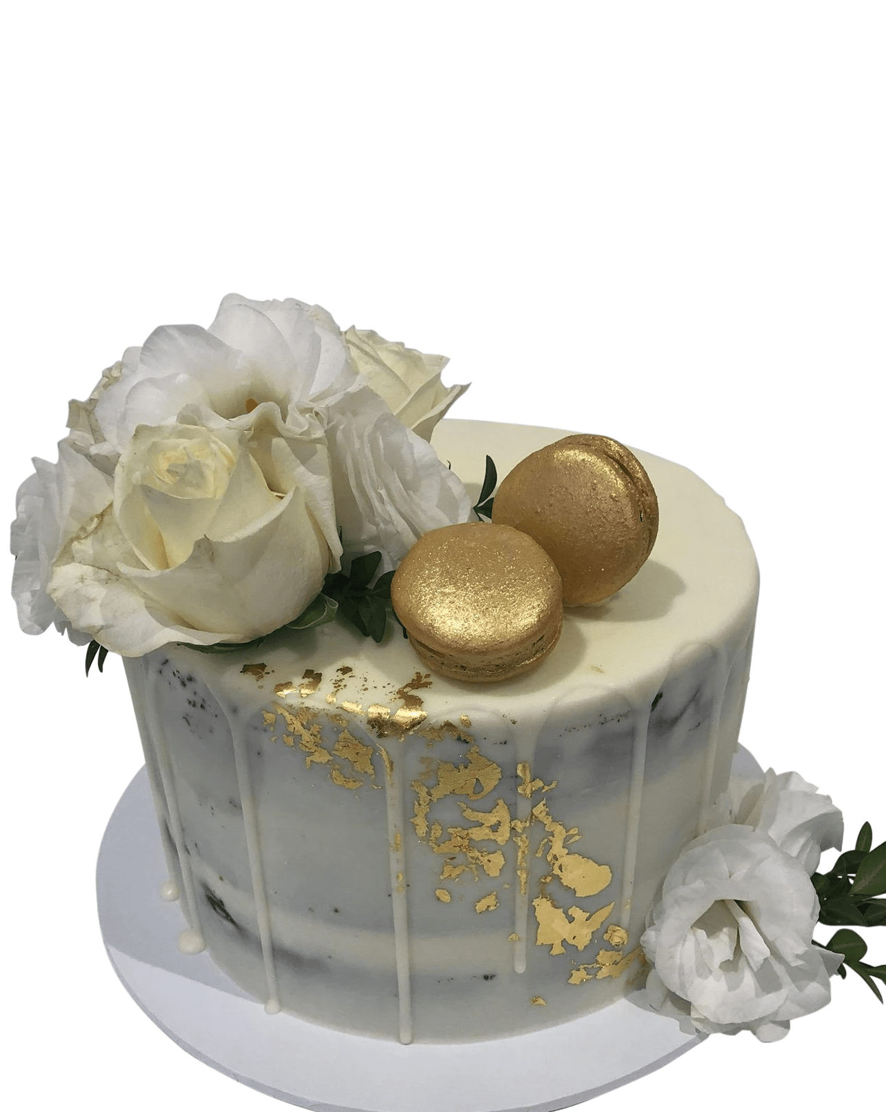 Cake Creations by Kate™ SpecialityCakes Classic White and Gold Floral Semi-Naked Speciality Cake