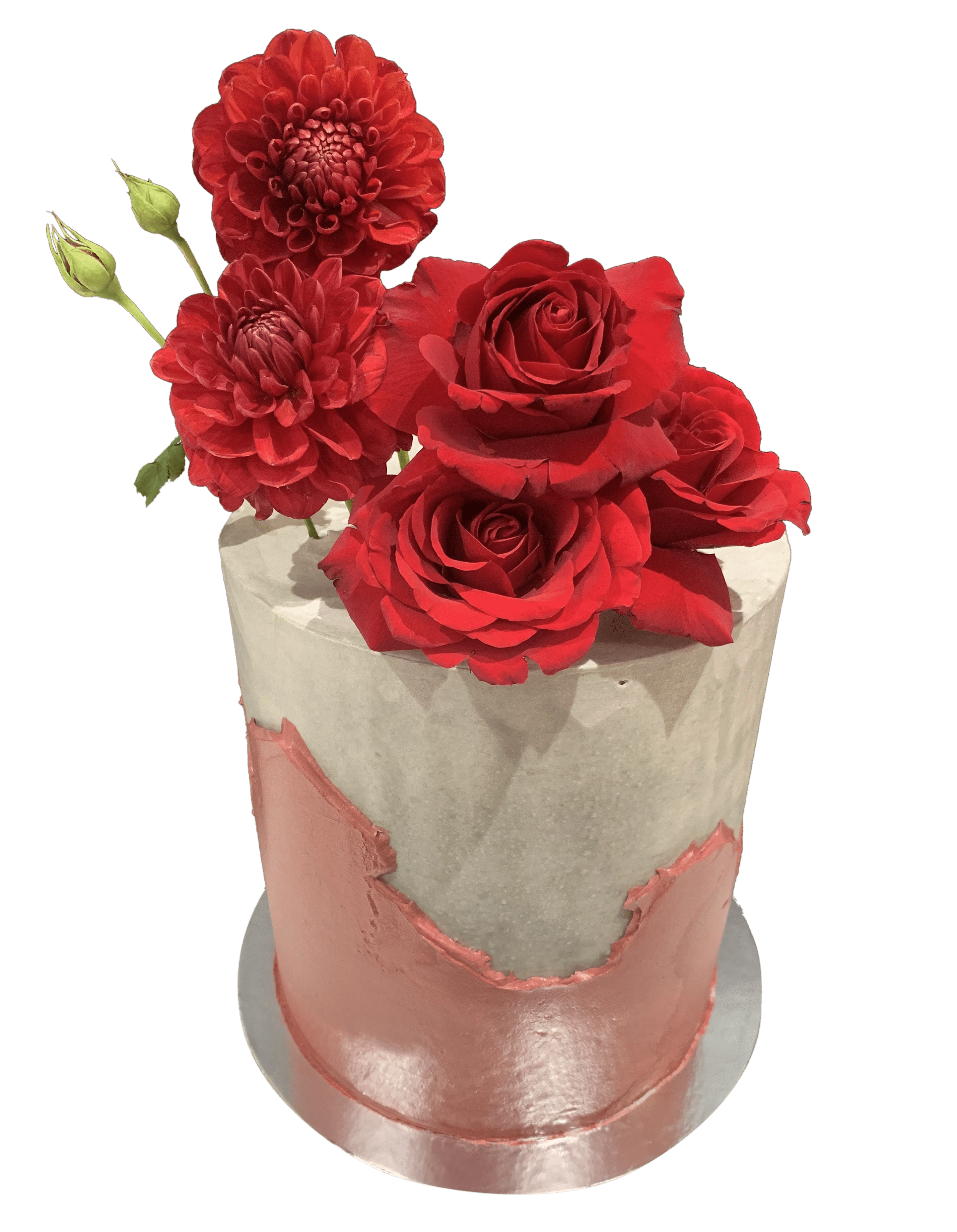 Cake Creations by Kate™ SpecialityCakes Concrete Buttercream with Textured Overlap Floral Double Height Speciality Cake