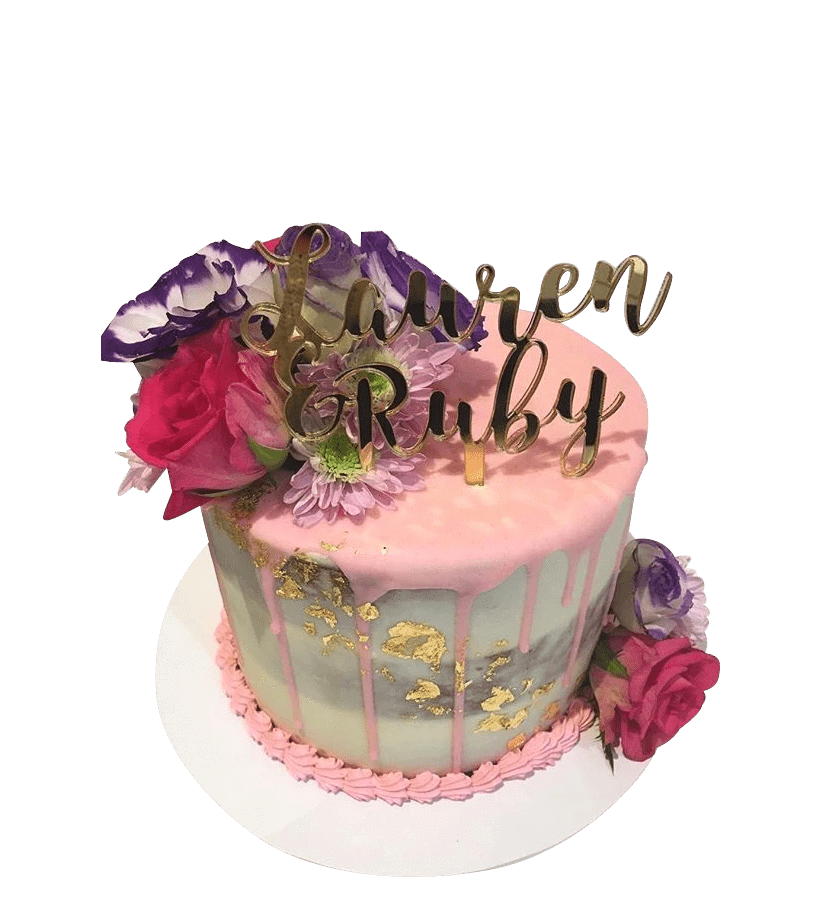 Cake Creations by Kate™ SpecialityCakes Floral Purple, Pink and Gold Semi-Naked Buttercream Speciality Cake