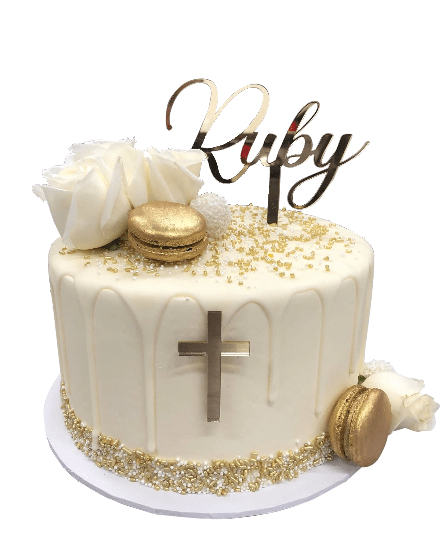 Cake Creations by Kate™ SpecialityCakes Gold and White First Communion/Eucharist Buttercream Speciality Cake