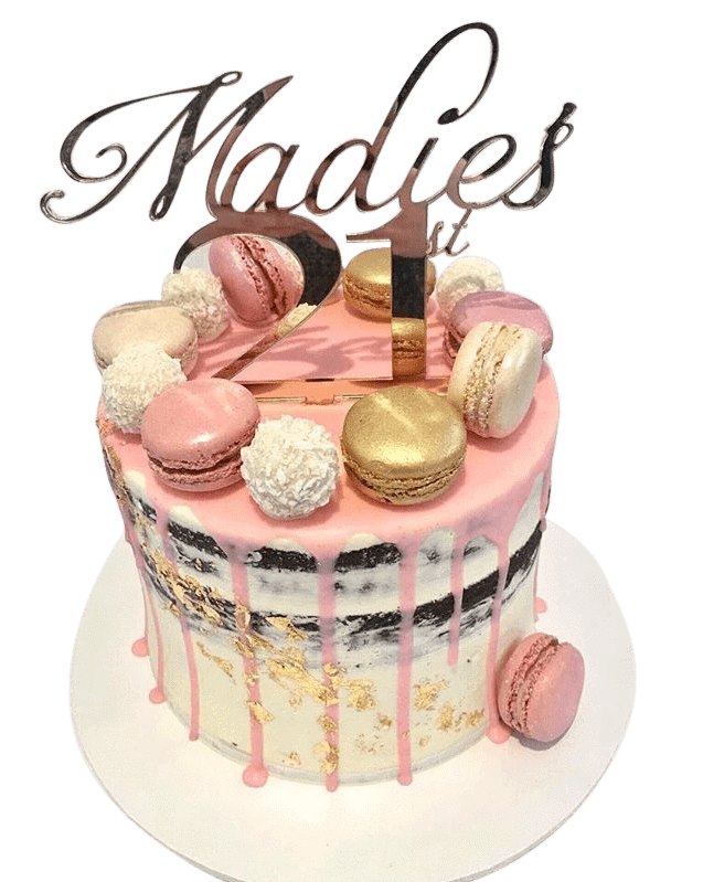 Cake Creations by Kate™ SpecialityCakes Gold, White and Pink Semi-Naked Buttercream Speciality Cake