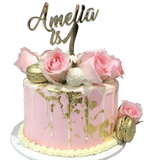Cake Creations by Kate™ SpecialityCakes Gold, White and Pink Smooth Buttercream Floral Speciality Cake