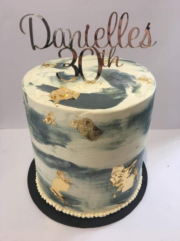 Cake Creations by Kate™ SpecialityCakes Grey/White Watercolour with Gold Flakes Double-Height Speciality Cake