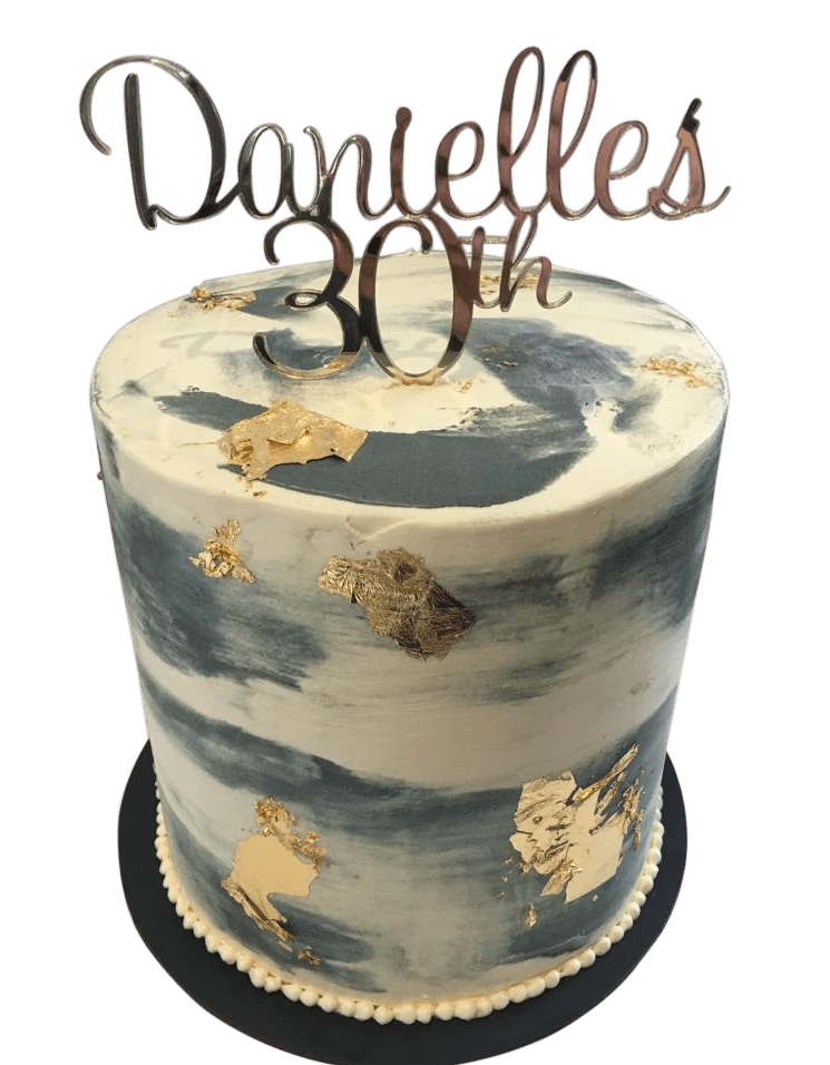 Cake Creations by Kate™ SpecialityCakes Grey/White Watercolour with Gold Flakes Double-Height Speciality Cake