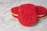 Cake Creations by Kate™ "Love you" embossed red fondant cookies with gold splash