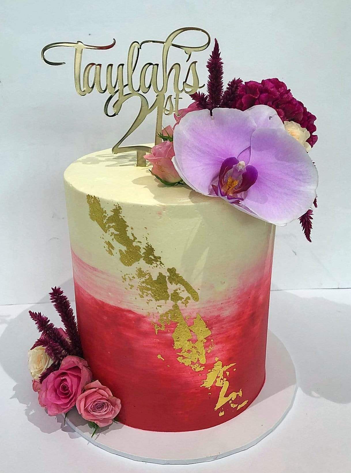 Cake Creations by Kate™ SpecialityCakes Ombre with Gold Flakes Floral Double-Height Speciality Cake