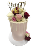 Pale Pink, White and Red Smooth Buttercream Floral Double Height Speciality Cake
