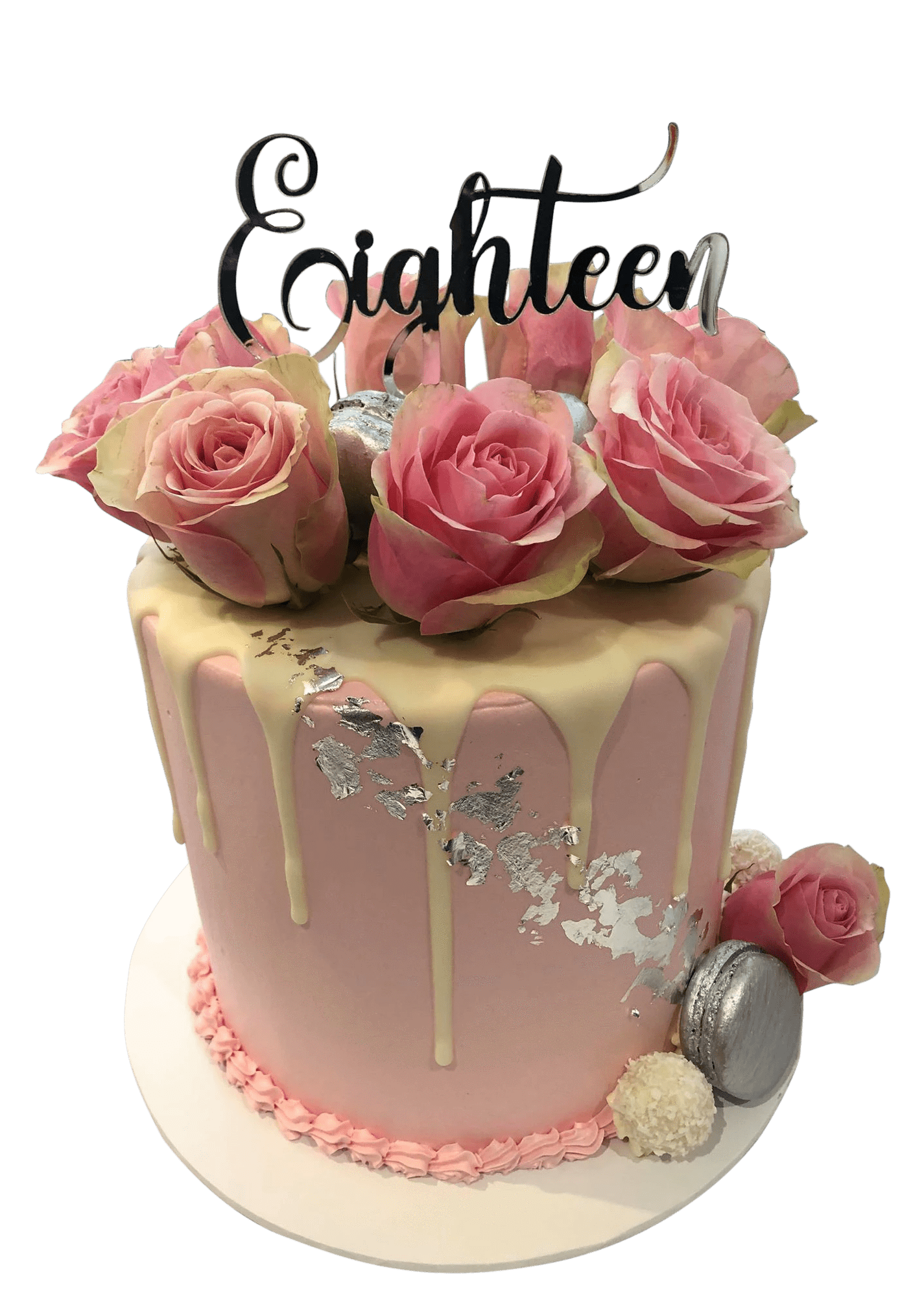 Cake Creations by Kate™ SpecialityCakes Pastel Pink and Silver Smooth Buttercream Double Height Speciality Cake