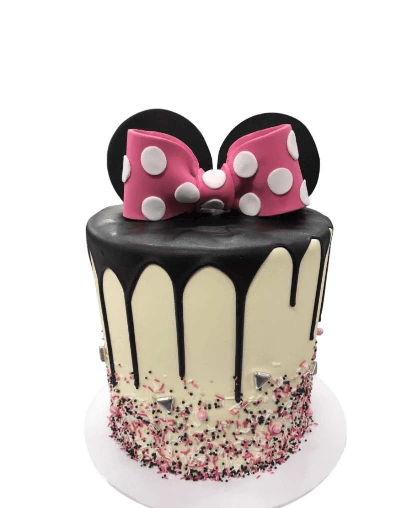 Cake Creations by Kate™ SpecialityCakes Pink 3d Fondant Bow and 3d Mouse Ears Smooth Buttercream Extended Height Speciality Cake