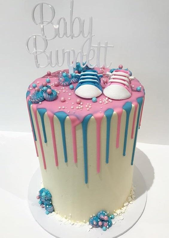 Cake Creations by Kate™ SpecialityCakes Pink and Blue Baby Shoes Double-Height Speciality Cake