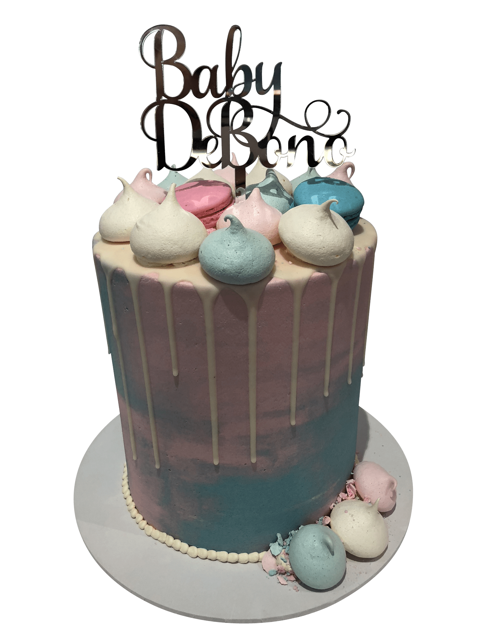 Cake Creations by Kate™ SpecialityCakes Pink and Blue Meringue Kisses Double-Height Buttercream Speciality Cake
