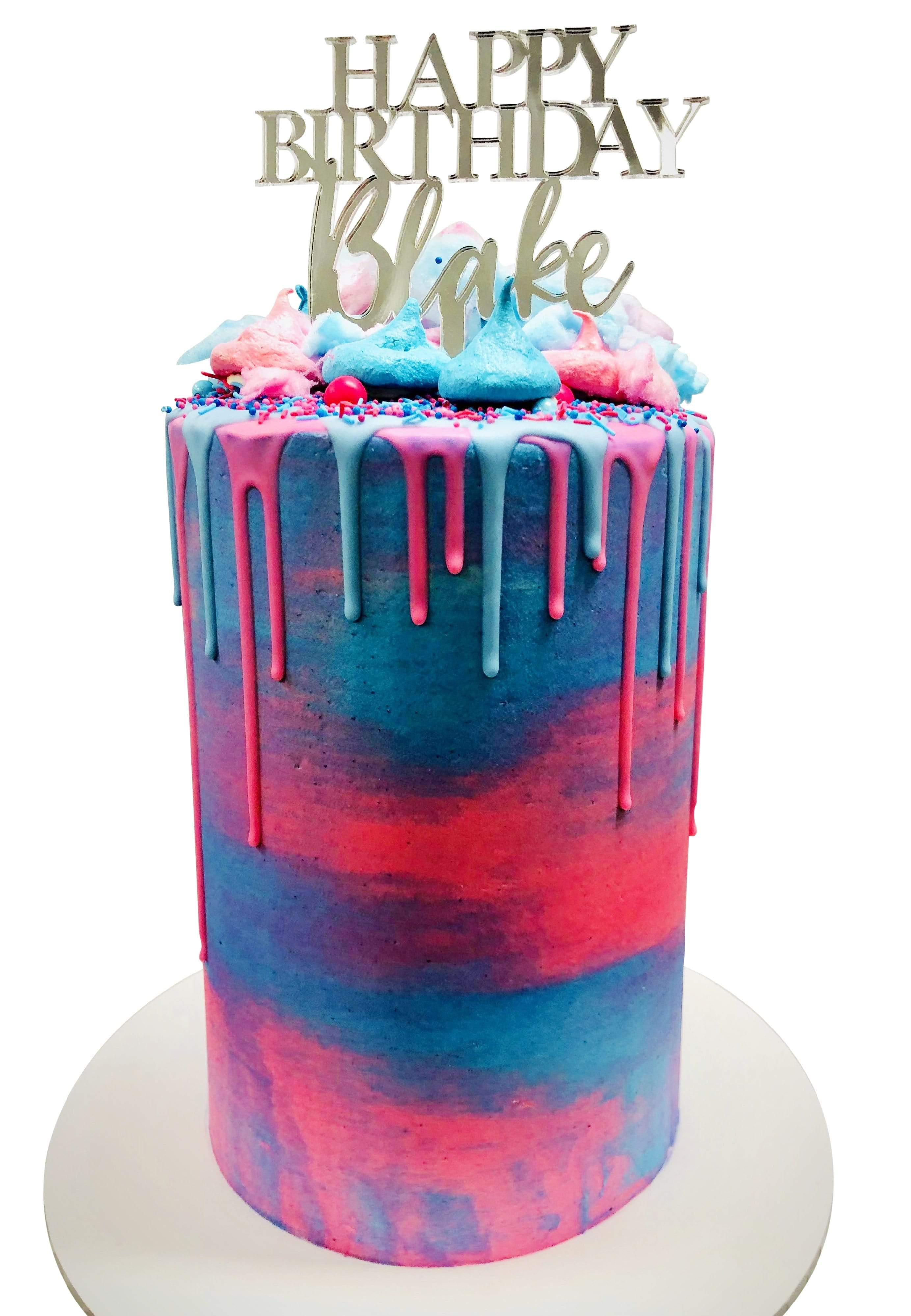 Cake Creations by Kate™ SpecialityCakes Pink and Blue Watercolour Double-Height Speciality Cake