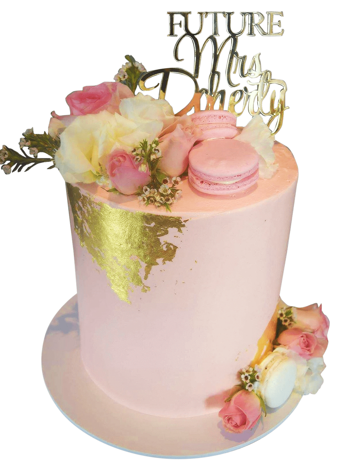 Cake Creations by Kate™ SpecialityCakes Pink and Gold Buttercream Double-Height Engagement Speciality Cake