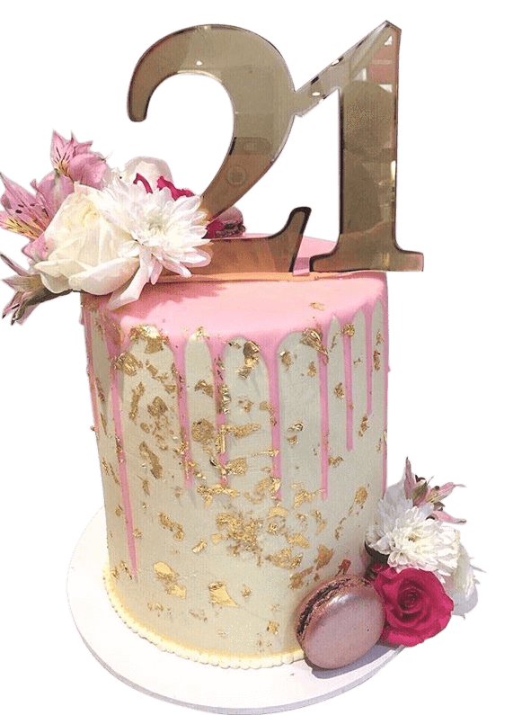 Cake Creations by Kate™ SpecialityCakes Pink and Gold Floral Smooth Buttercream Double Height Speciality Cake