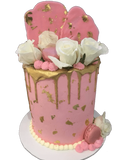 Pink and Gold Smooth Buttercream Double Height Speciality Cake