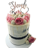 Pink and White Floral Love Heart Buttercream Double Height Speciality Cake