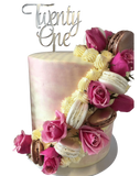Pink and White Floral Sash Watercolour Double-Height Speciality Cake