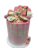 Pink Chocolate and Sprinkle Donuts Watercolour Buttercream Double Height Speciality Cake