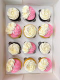 Cake Creations by Kate™ Pink & White Fancy Swirl Large Cupcakes