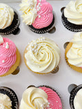 Cake Creations by Kate™ Pink & White Fancy Swirl Large Cupcakes