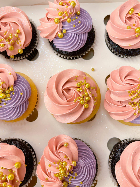 Cake Creations by Kate™ Purple & Pink Fancy Swirl Large Cupcakes