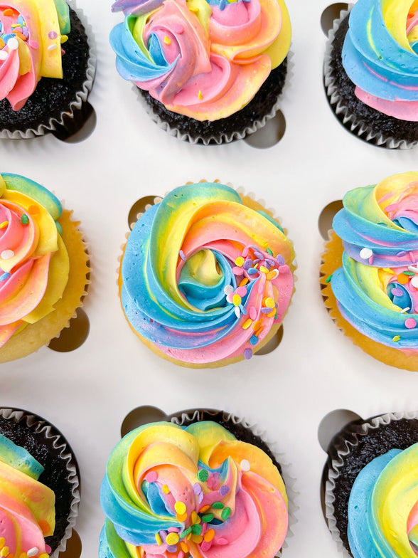 Cake Creations by Kate™ Rainbow Fancy Swirl Large Cupcakes