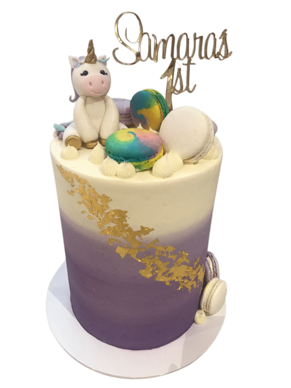 Cake Creations by Kate™ SpecialityCakes Rainbow Unicorn Purple Ombre Buttercream Double Height Speciality Cake