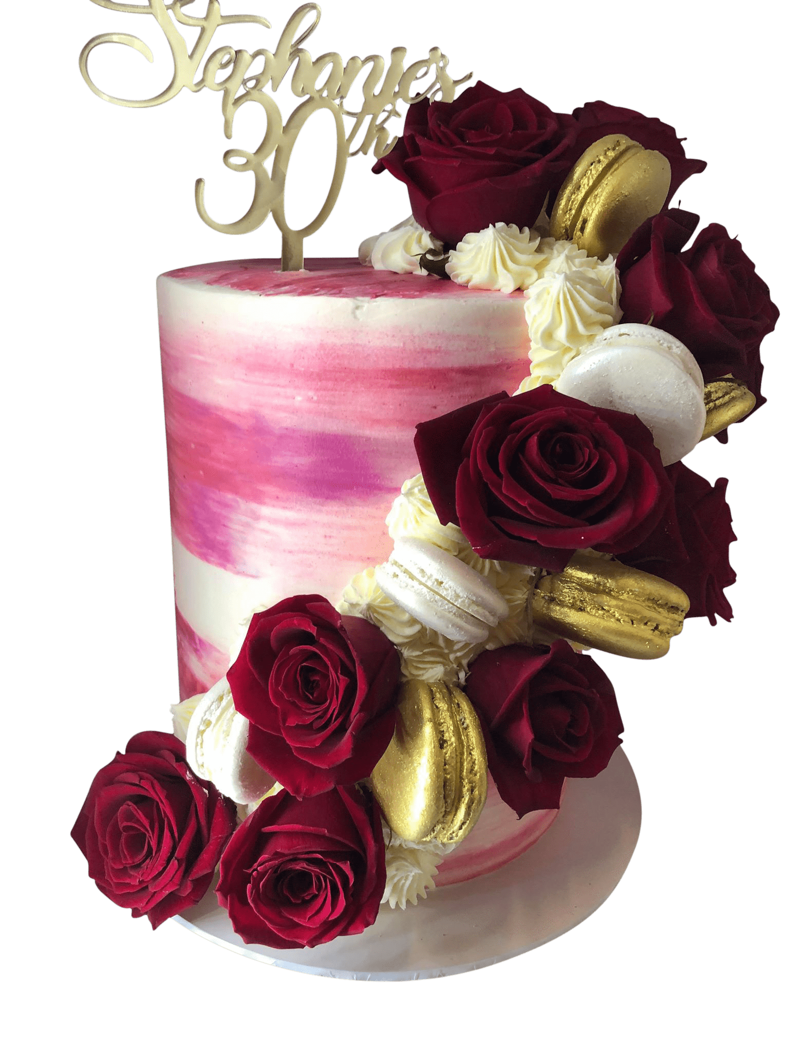 Cake Creations by Kate™ SpecialityCakes Red/Maroon Floral Sash Watercolour Double-Height Speciality Cake