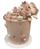 Rustic Pink, White and Gold Smooth Buttercream Floral Double Height Speciality Cake