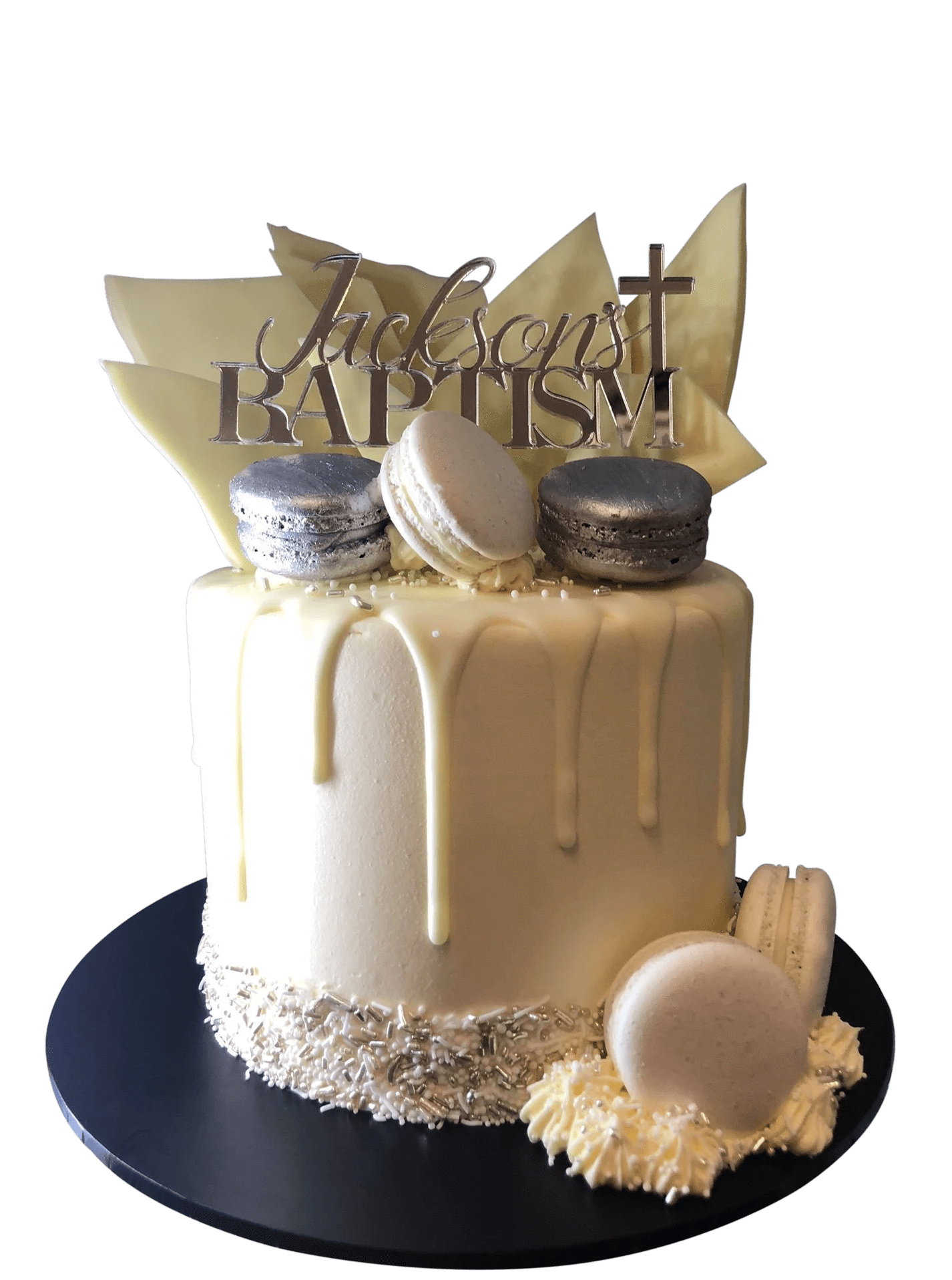 Cake Creations by Kate™ SpecialityCakes Silver and White Baptism Buttercream Speciality Cake
