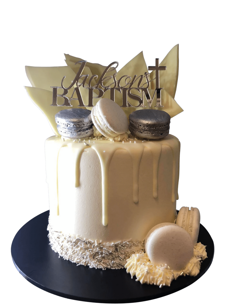 Silver and White Baptism Buttercream Speciality Cake – Cake Creations