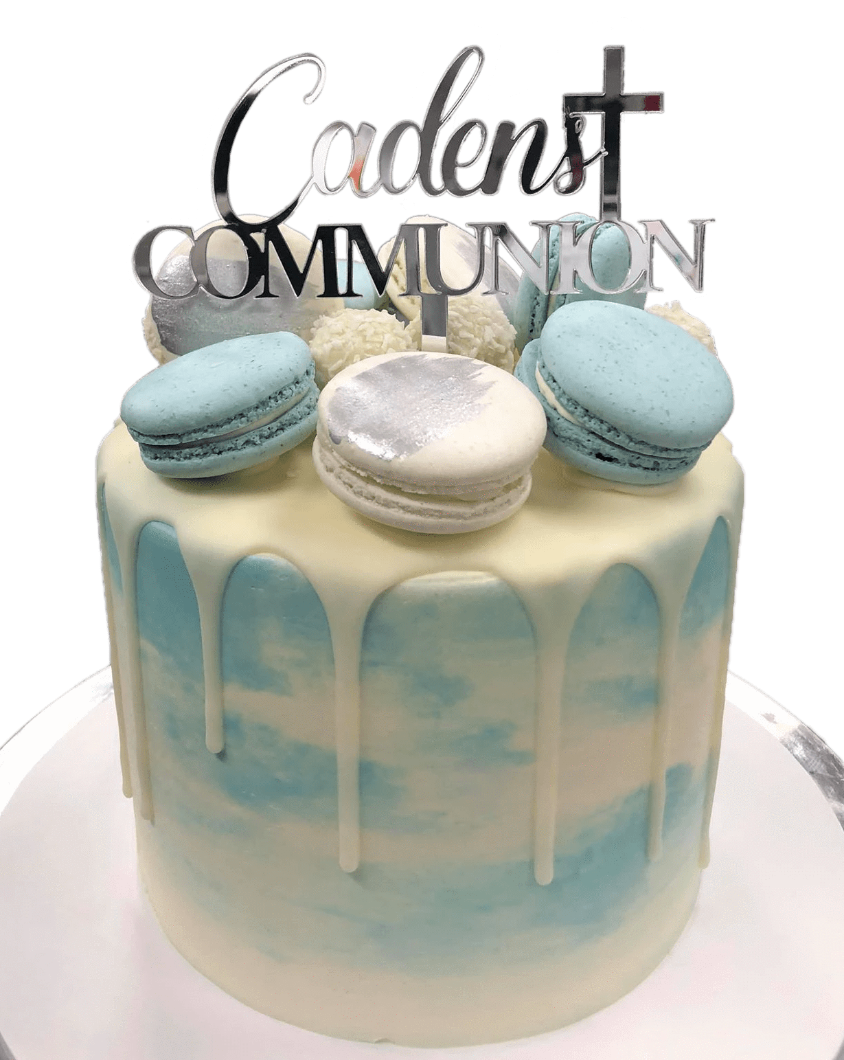 Cake Creations by Kate™ SpecialityCakes Silver, Light Blue and White Watercolour Buttercream Speciality Cake