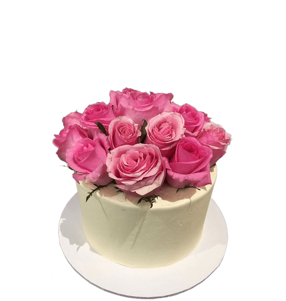 Cake Creations by Kate™ SpecialityCakes Simple Pink and White Smooth Buttercream Floral Speciality Cake