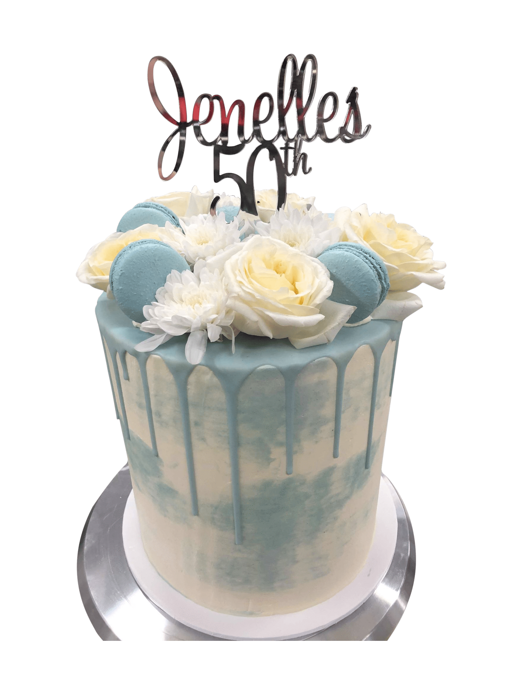 Cake Creations by Kate™ SpecialityCakes Sky Blue and White Watercolour Buttercream Double Height Speciality Cake