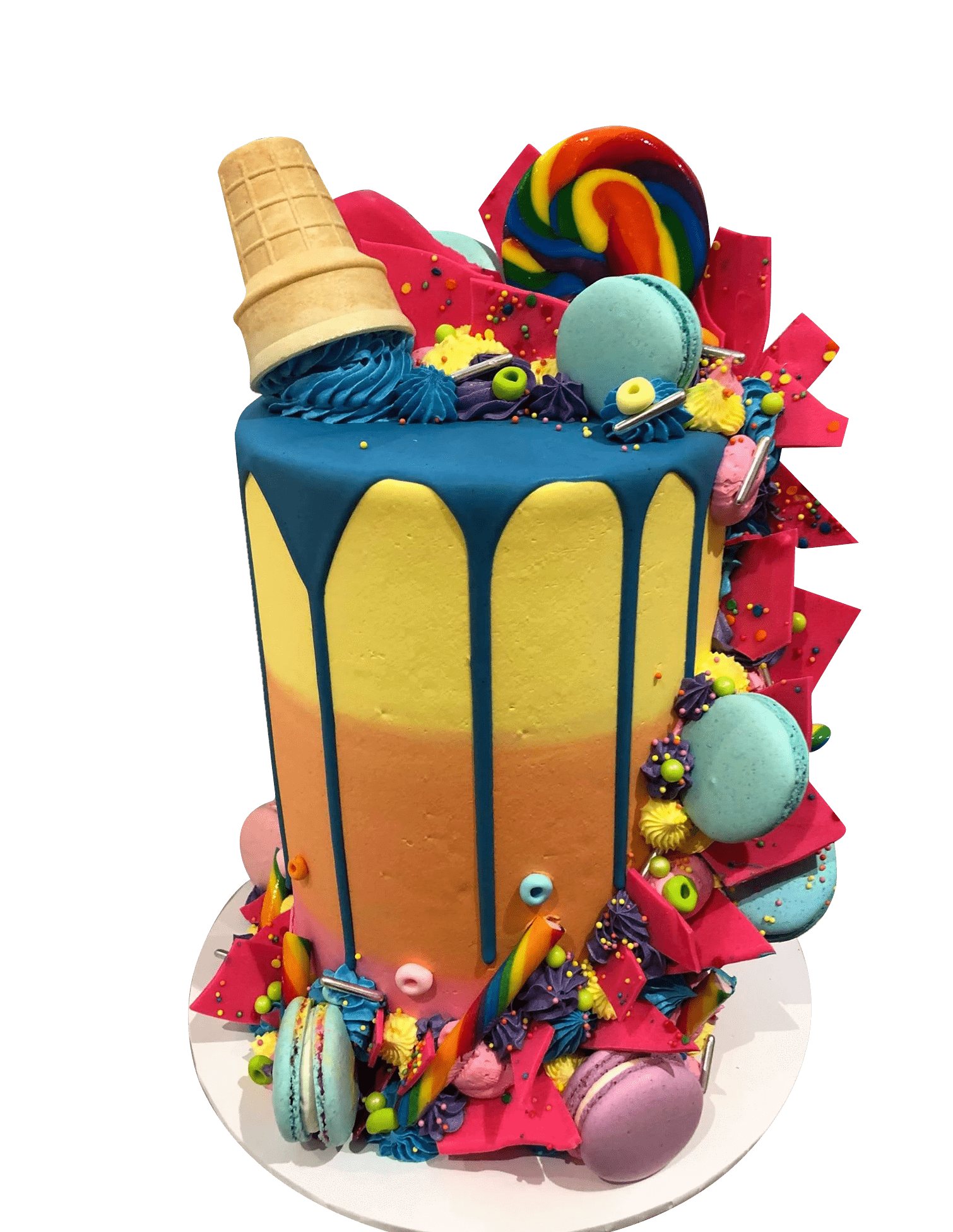 Cake Creations by Kate™ SpecialityCakes Vibrant Candies and Macarons Ombre Buttercream Double-Height Speciality Cake