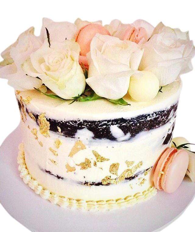 Cake Creations by Kate™ SpecialityCakes White and Blush Pink Floral Semi-Naked Speciality Cake