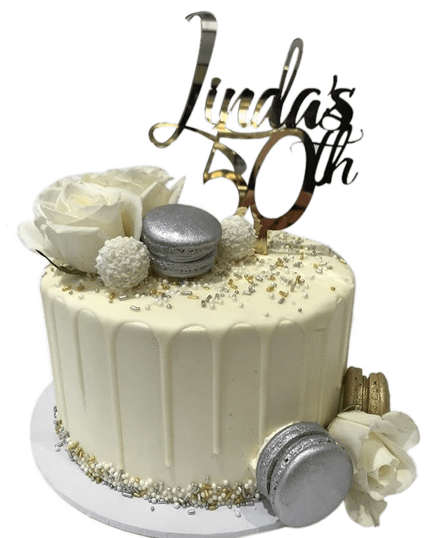 Cake Creations by Kate™ SpecialityCakes White Silver and Gold Floral Buttercream Speciality Cake